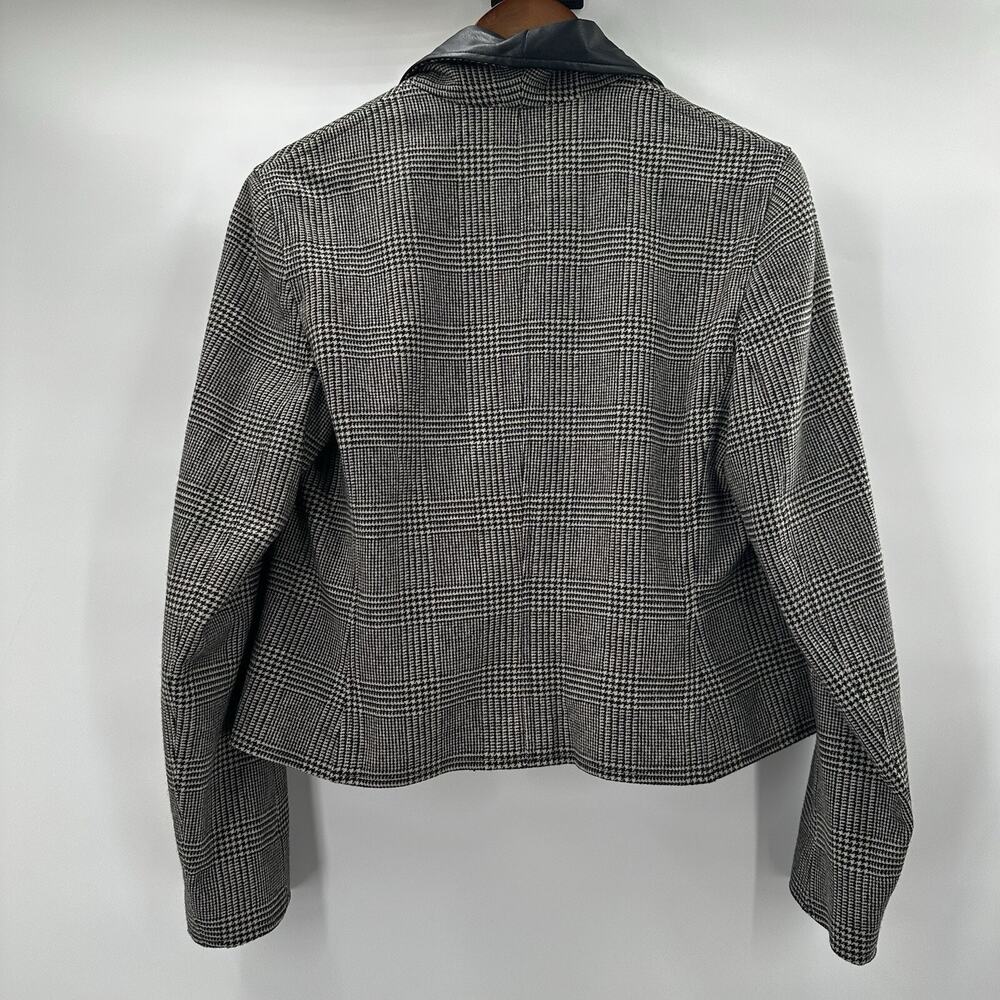 RALPH LAUREN LRL Jacket Womens Medium Houndstooth‎ Faux Leather Shawl Collar - Picture 5 of 12